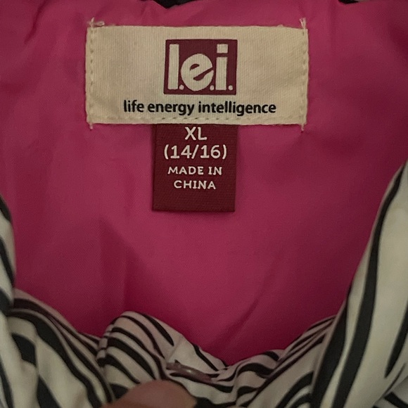 l.e.i life energy intelligence Zebra Vest Black & White,Zipper Fuschia 14/16 XL - Picture 5 of 10